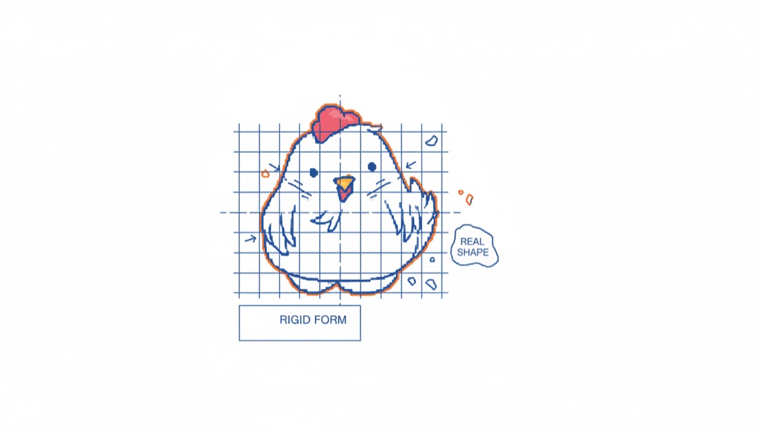 Blueprint look — a real shape that won't fit the rigid form